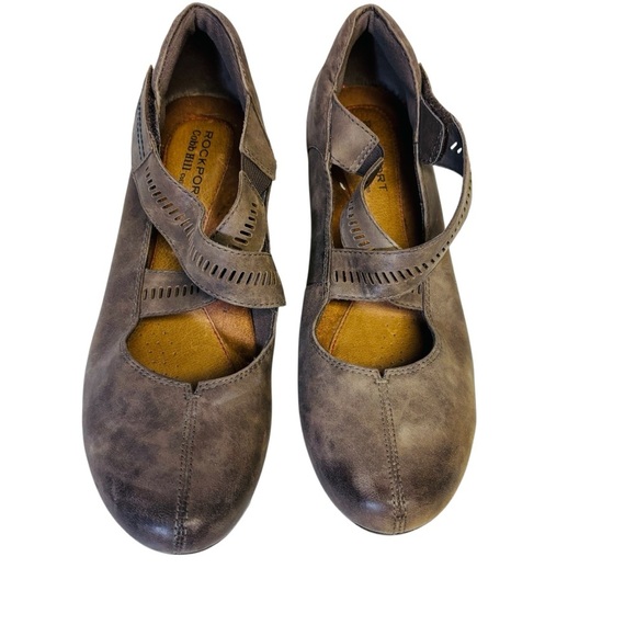 Rockport Women’s Janet Cross Strap Mary Jane 
Leather Comfort Wedge Brown 9.5N - Picture 1 of 7